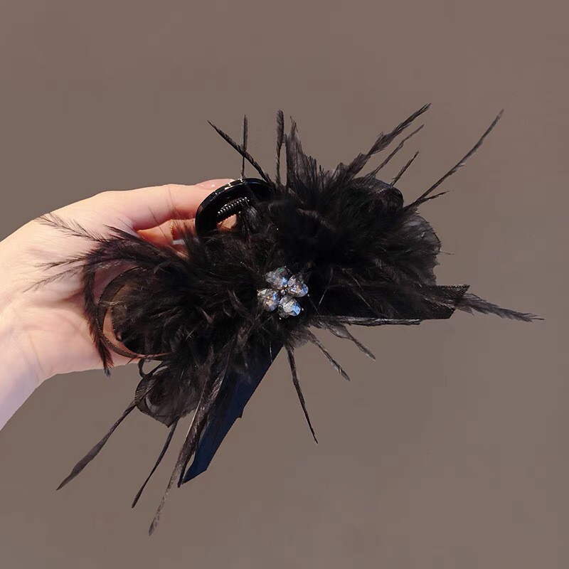 发卡网红2025新款羽毛发夹潮流