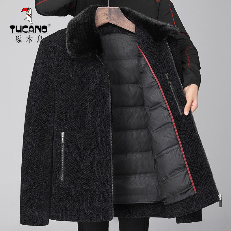 啄木鸟爸爸冬装外套中年男士新款冬季羽绒棉服中老年加厚爷爷棉衣