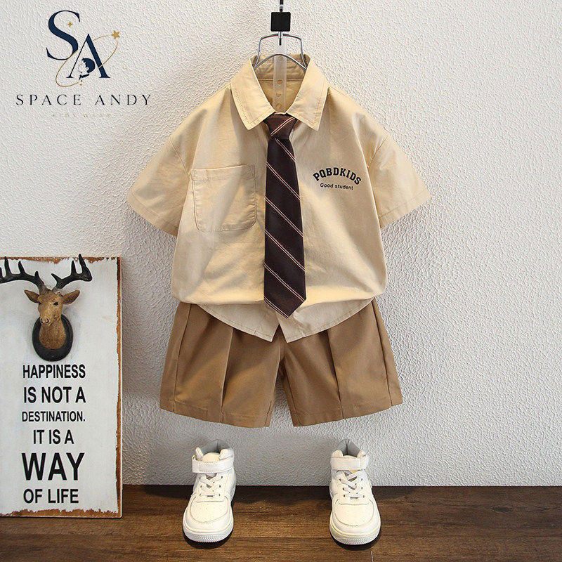 法国SA男童礼服主持人服装夏季儿童西装毕业照六一演出服男孩