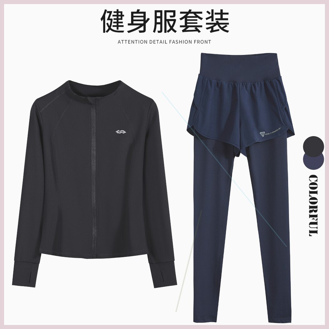 新款健身服上衣外套女子立领修身显瘦瑜伽上袖户外跑步运动套装