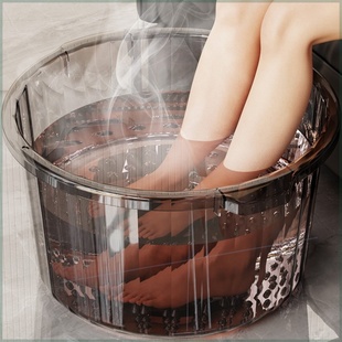 泡脚桶家用加高加深按摩洗脚桶加厚透明高颜值轻奢过膝大号足浴盆