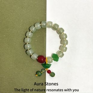 AuraStones【翠福】转运天然绿玉髓手串和田玉髓新中式手链礼物女