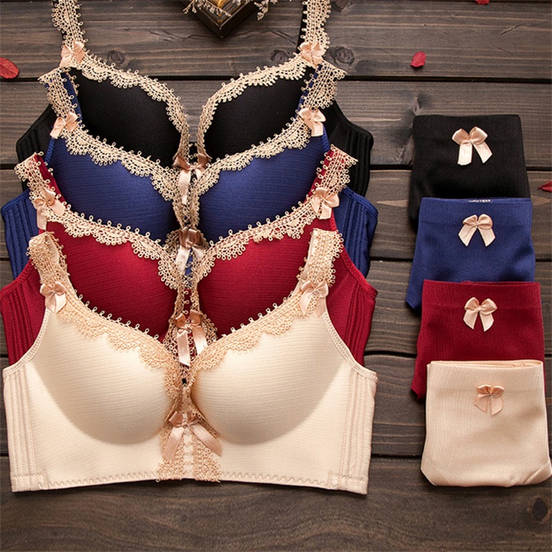 内衣套装女文胸聚拢无钢圈收副乳防下垂性感无痕上托红色加厚胸罩