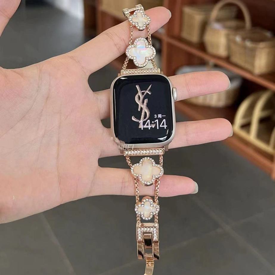 四叶草金属适用ApplewatchS11/S10代表带watch98苹果手表se高级女