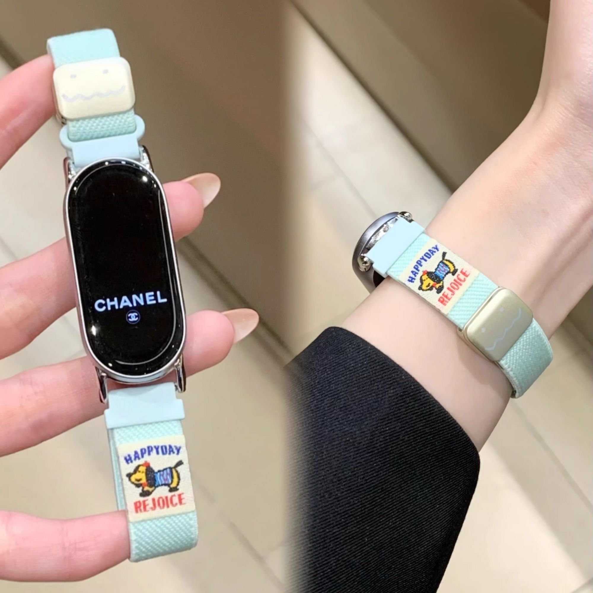 薄荷绿可爱狗适用小米10手环9手表带NFC版6/7/8腕带华为10手环9/8