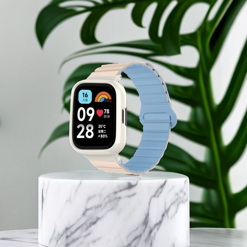 适用红米手表硅胶磁吸穿扣表带Redmi watch3青春版专用男女款腕带