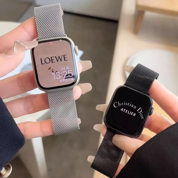 适用iwatch9苹果手表表带米兰尼斯s8金属磁吸运动s7表链ultra高级