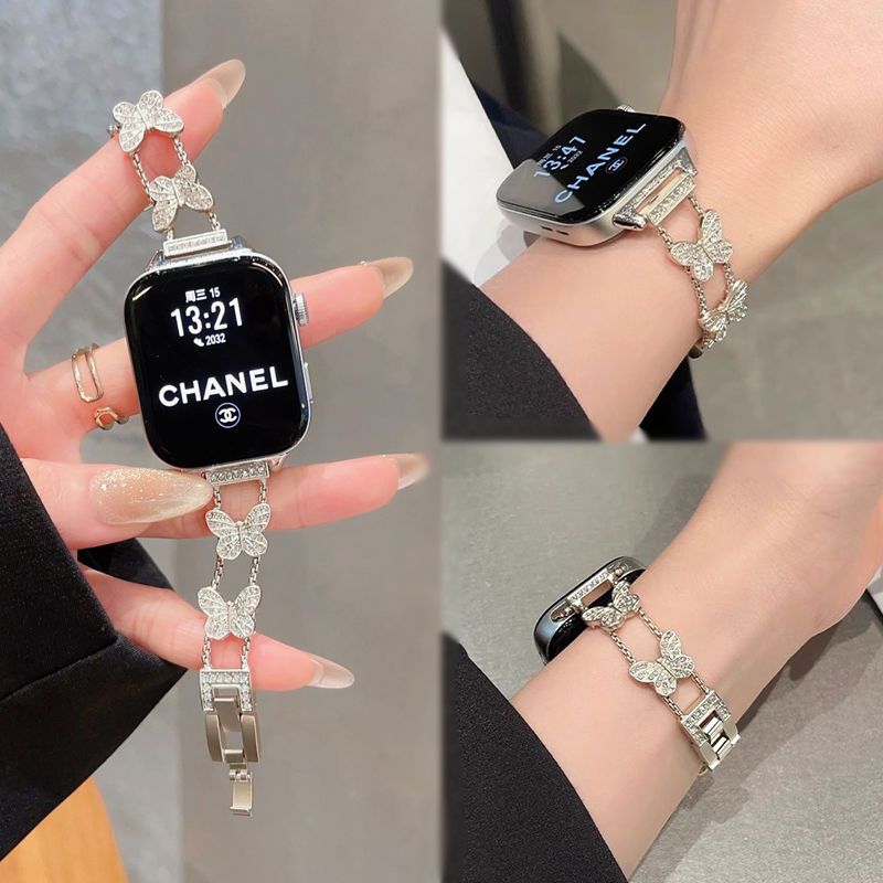 适用华为fit3轻奢小米9pro表带蝴蝶小米9金属红米watch5苹果表带