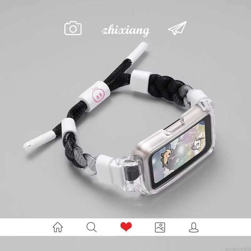 适用华为手环8/9表带编织智能手环7/6腕带卡扣金属荣耀6pro男女夏