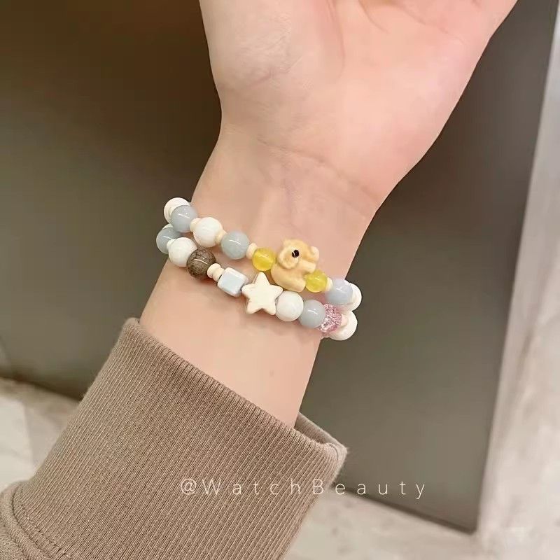 适配小米watch4/3/2手表带可爱卡通串珠红米redmi4表链女夏天腕带