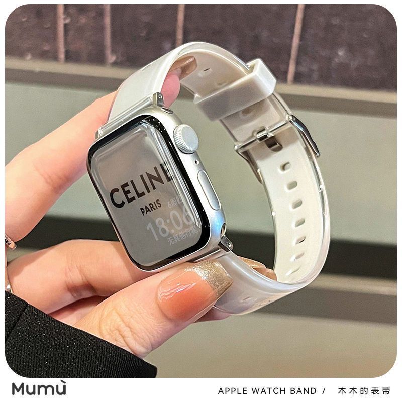 果冻红米硅胶表带适用苹果手表学生watch3颜值ins手表带