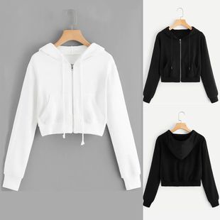 top 上衣女 for long sleeved coat women连帽外套拉链长袖 Hooded