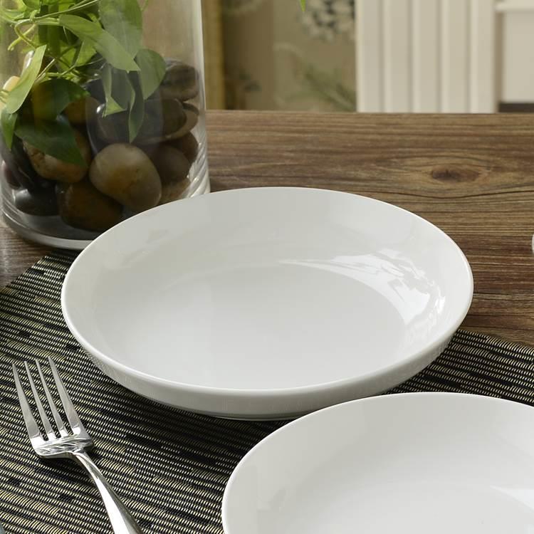 4 pure white round plates Dinner plate home cerami-封面