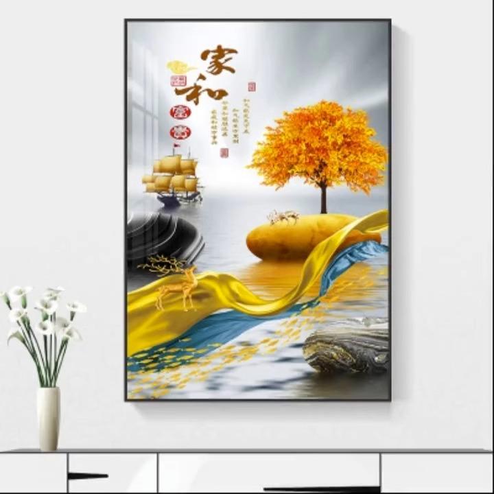 入户玄关装饰画 画竖版现代简约走廊过道墙壁画 画北欧招财麋鹿客图片