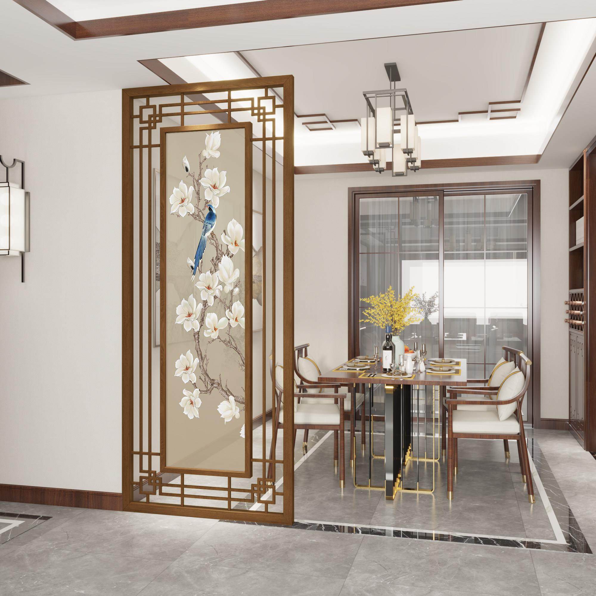 中式入户实木屏风隔断客厅玄关遮挡家用现代简约格栅2025新款座屏