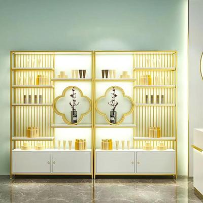 轻奢化妆品展示柜带灯美容院护肤产品展示架简约美甲店陈列货架柜