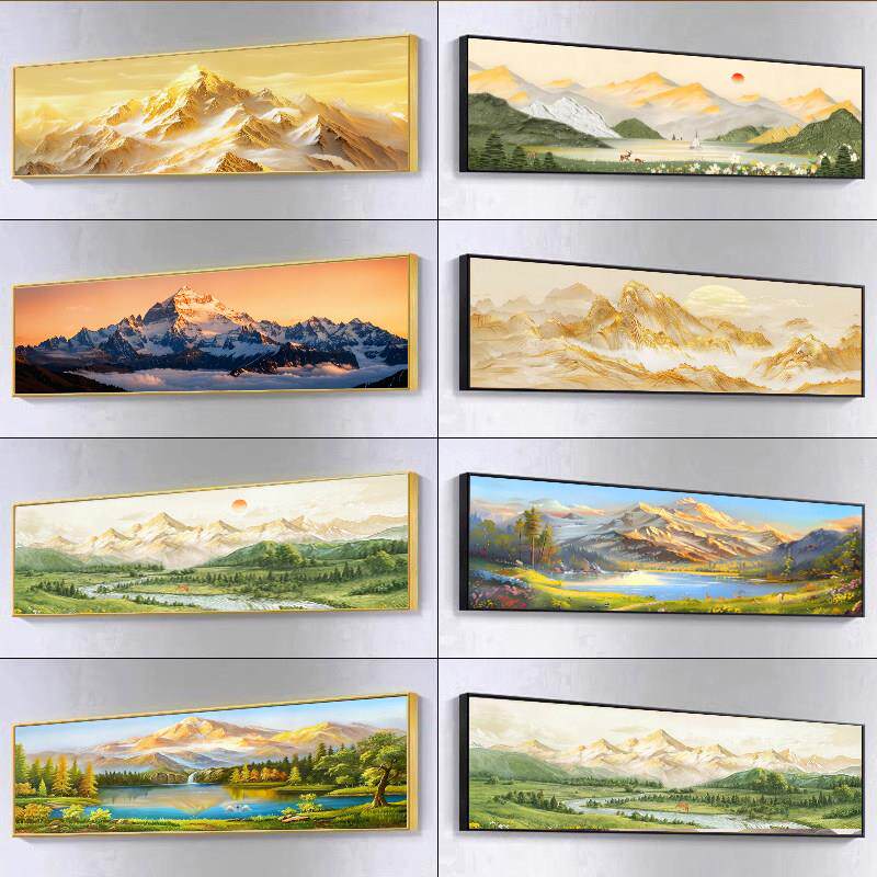 日照金山办公室装饰画 画背靠金山床头沙发背景墙挂画 画卧室山水