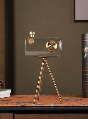 欧式书柜水晶相机摆件高端上档次轻奢现代地球仪摆设高级感