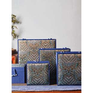 方锦布陶瓷碗盘锦盒包装盒礼盒空盒加厚硬化内置厚海绵