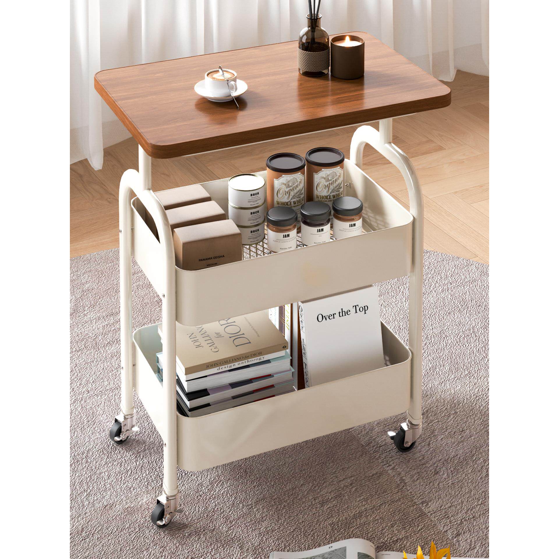 客厅小吃出租房床头柜手推车沙发边桌床边储物架高桌可移动茶几