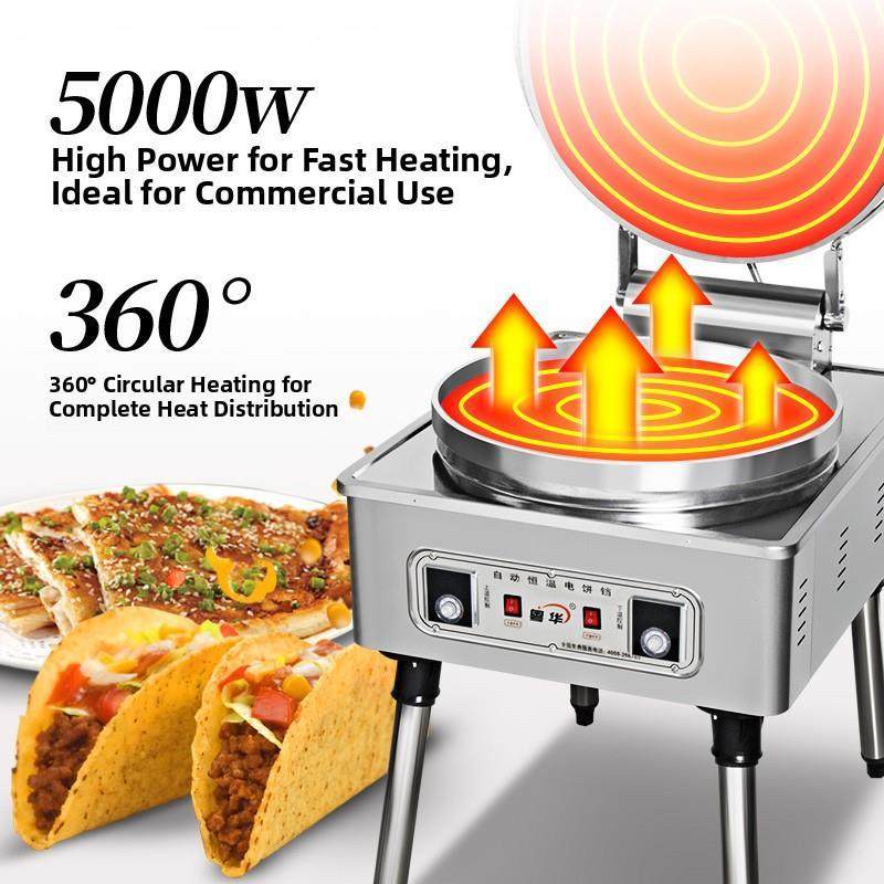 悦华商用1280型电煎饼锅脚轮加热电煎饼机煎饼机煎饺子煎袋温度控