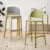 北欧吧台椅高脚凳高吧椅酒吧椅吧台凳子高脚椅可叠放塑料靠背凳子