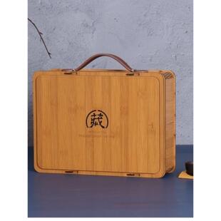 新款彷竹手提盒半斤茶叶精致包装盒红茶绿茶大红袍岩茶泡袋空礼盒