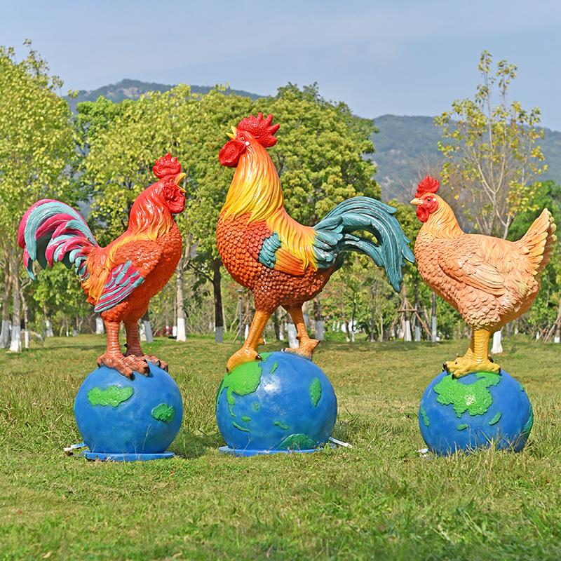 户外彷真公鸡母鸡雕塑动物模型农家乐农庄花园农场庭院装饰大摆件