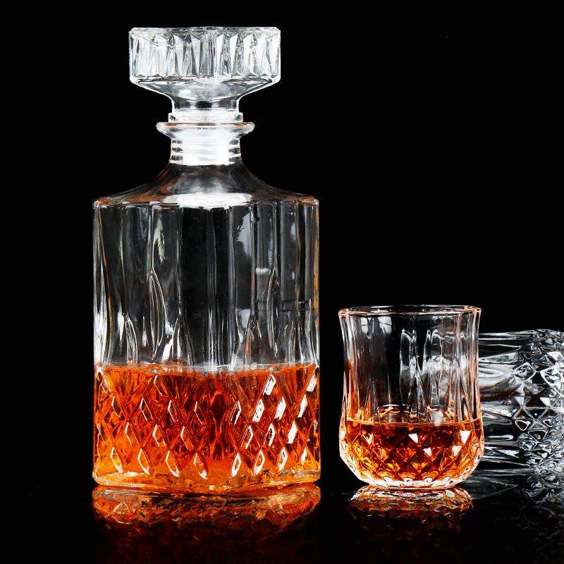 密封欧式XO洋酒瓶玻璃红酒葡萄酒瓶空瓶醒酒器带酒杯酒柜装饰摆件