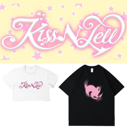 aespa日专KissNTell快闪周边自制同款短袖T恤印花宽松上衣服男女