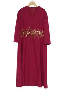 慕天姿精选品牌女装高端时尚气质百搭酒红色连衣裙慕天姿A4-17871