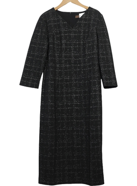 慕天姿精选品牌女装高端时尚气质百搭黑色色连衣裙慕天姿A3-17076