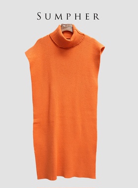 【广州杰哥Jack】Sumpher卓家专柜时尚高端气质橙色套头毛衣-3801