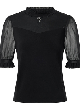 【拉家】A3折扣女装高端洋气百搭气质通勤黑色毛衫上衣-1069