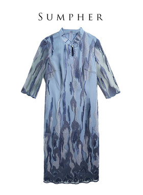 慕天姿精选品牌女装高端时尚气质百搭浅紫连衣裙慕天姿A1-17581