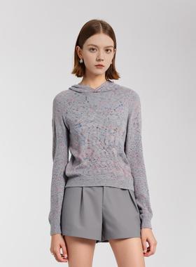 卡利亚里品牌撤柜折扣高端时尚气质百搭灰红色毛衣A44-M0207