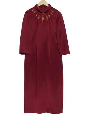 【六礼】精选品牌女装高端时尚气质百搭酒红色连衣裙A3-17638