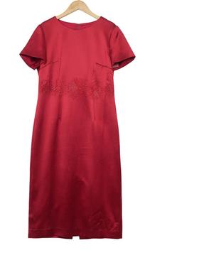 【六礼】精选品牌女装高端时尚气质百搭酒红色连衣裙A2-17722