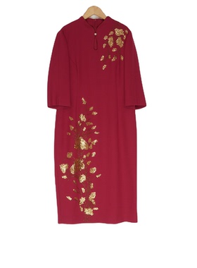 睐牌精选品牌女装高端休闲时尚气质百搭女棕红色连衣裙睐A4-17708