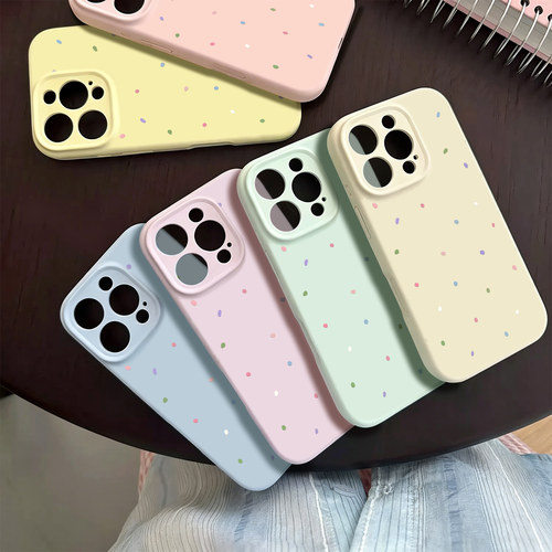 简约ins风彩色波点适用苹果17手机壳iPhone16promax高级感15新款14韩系13mini小众12磁吸11软液态硅胶女生air