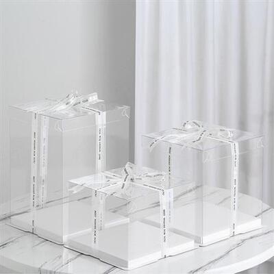蛋糕盒4寸6寸8寸10寸透明方盒四寸六寸八寸十寸加高生日包装盒子