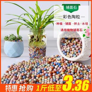 彩色陶粒铺面球花用养花多肉垫底透气小陶粒球水培固定彩色陶粒