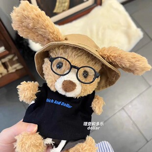 Jellycat15cm甜美小兔小狗巴塞罗熊公仔衣服黑色短袖娃衣相机配饰
