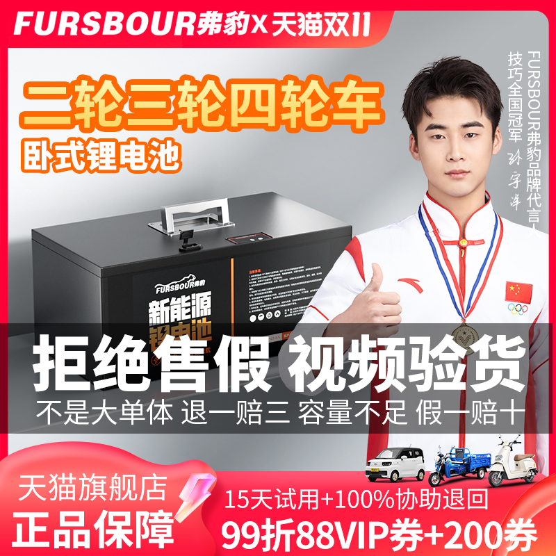 弗豹宁德三四轮电动车电瓶老头乐60V72V48磷酸铁里三元锂电池时代
