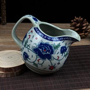 青花瓷公道杯奶壶陶瓷泡茶壶茶屑水分离器过滤茶漏杯茶海倒茶水杯