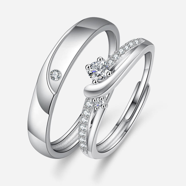 钻石之乡河南柘城XYL新款时尚镶钻浪漫爱意活口调节甜蜜情侣结婚