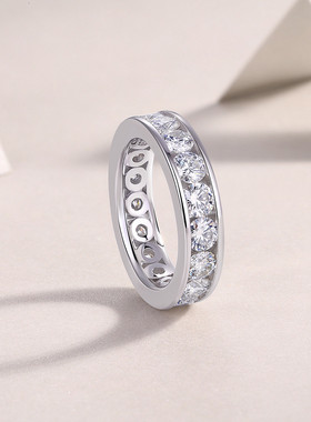 钻石之乡河南人工钻石商丘钻石S925银戒指满钻排戒浑身豪镶Ea2592