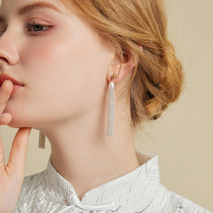 抖音爆款天然淡水珍珠耳环长款流苏耳饰轻奢小香风百搭制定a3057