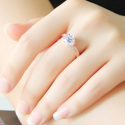 钻石之乡河南商丘wish热卖外贸六爪锆石戒指经典款水晶玫瑰a2885