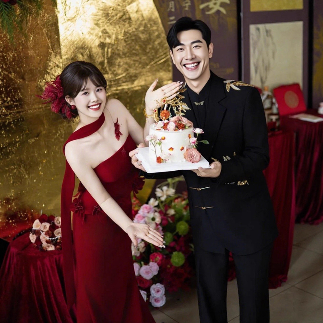 高级感正装新郎订婚西服套装男新中式中山装结婚订婚敬酒西a4742